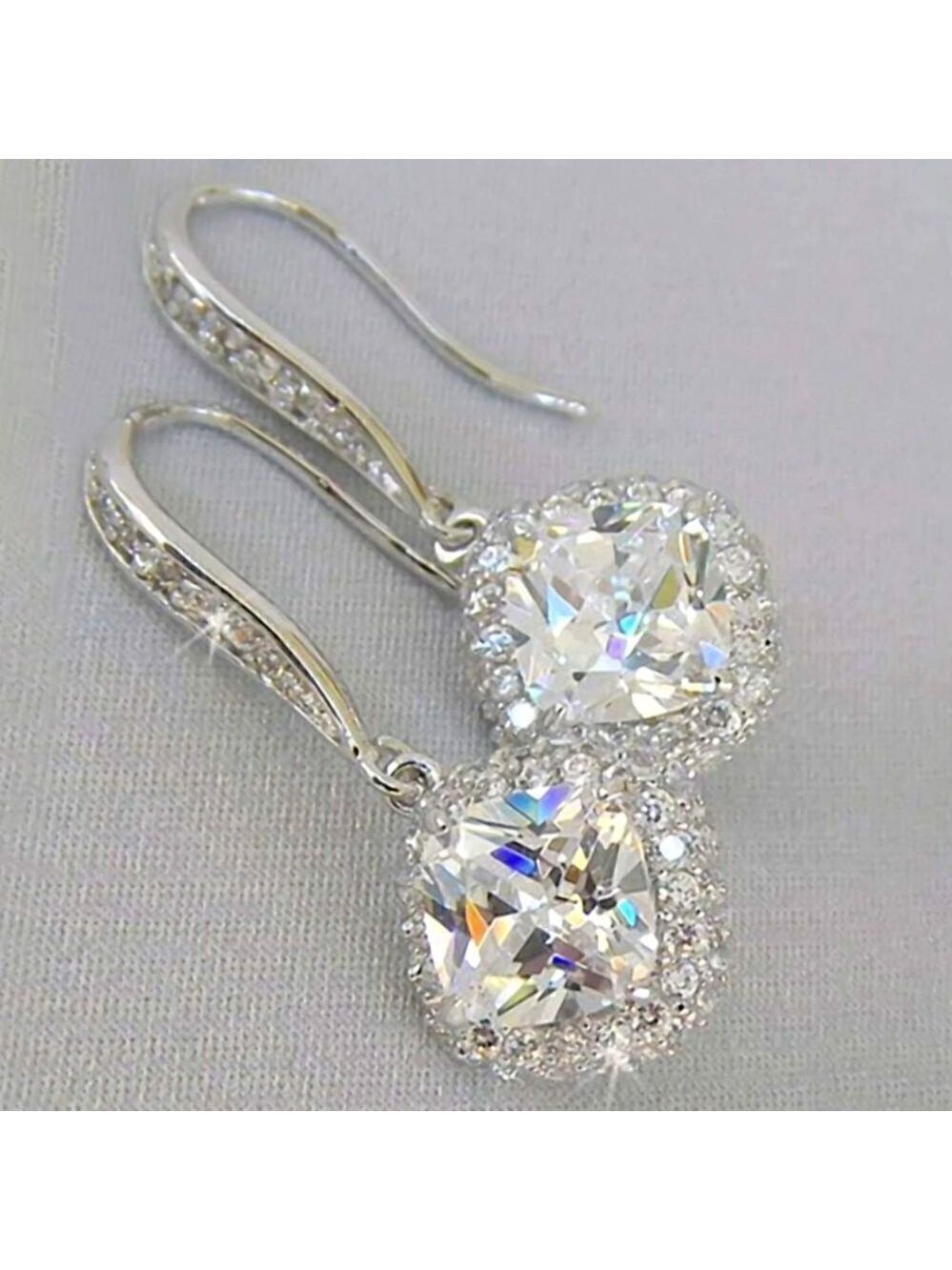 Cubic Zirconia Hanging Drop Dangle Ear Hook Earrings